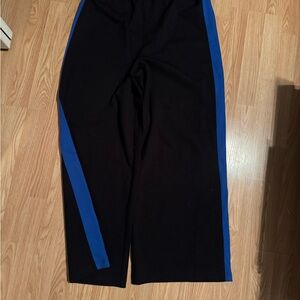 Banana Republic Women's Black Wide Leg Pants with Blue Stripes